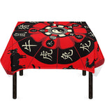 Red Chinese Zodiac Wheel Print Tablecloth