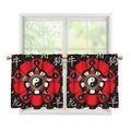 Red Chinese Zodiac Wheel Print Tier Curtains