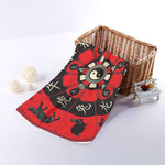 Red Chinese Zodiac Wheel Print Towel