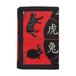 Red Chinese Zodiac Wheel Print Trifold Wallet