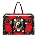 Red Chinese Zodiac Wheel Print Utility Tote Bag