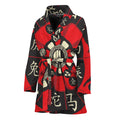 Red Chinese Zodiac Wheel Print Women's Bathrobe