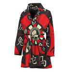 Red Chinese Zodiac Wheel Print Women's Bathrobe