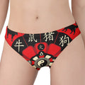 Red Chinese Zodiac Wheel Print Women's Panties