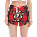 Red Chinese Zodiac Wheel Print Women's Split Running Shorts