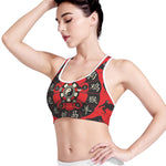 Red Chinese Zodiac Wheel Print Women's Sports Bra