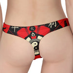 Red Chinese Zodiac Wheel Print Women's Thong