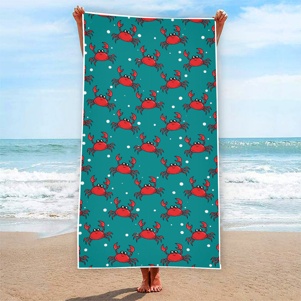 Red Crab Pattern Print Beach Towel