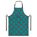Red Crab Pattern Print Bib Apron With Pocket