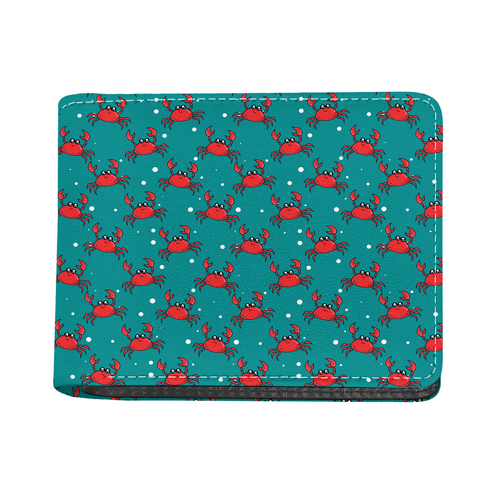 Red Crab Pattern Print Bifold Wallet