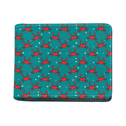 Red Crab Pattern Print Bifold Wallet