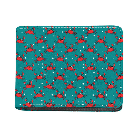 Red Crab Pattern Print Bifold Wallet