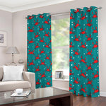 Red Crab Pattern Print Blackout Grommet Curtains