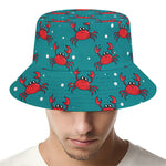 Red Crab Pattern Print Bucket Hat