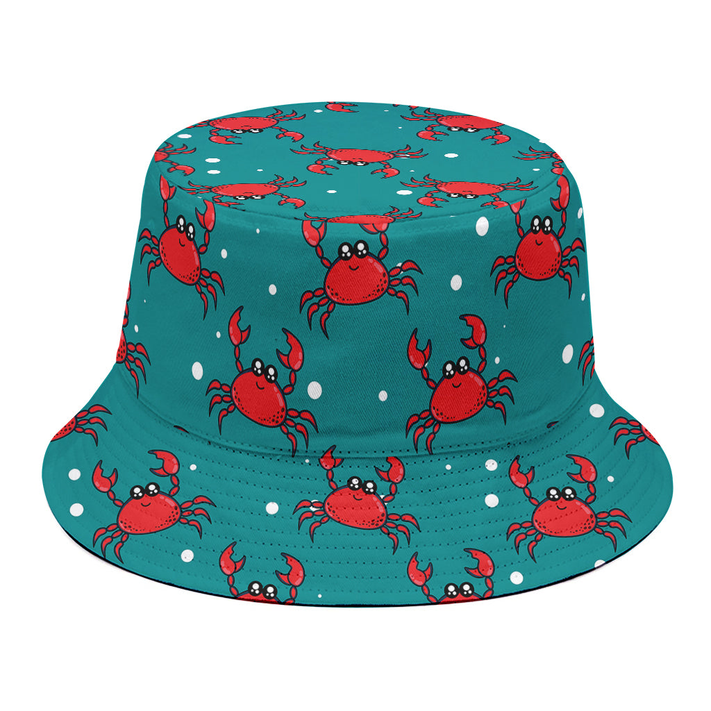 Red Crab Pattern Print Bucket Hat