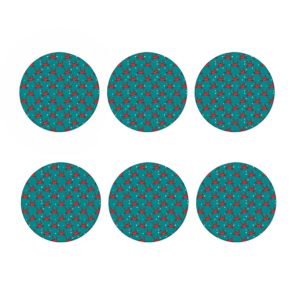 Red Crab Pattern Print Coaster Set