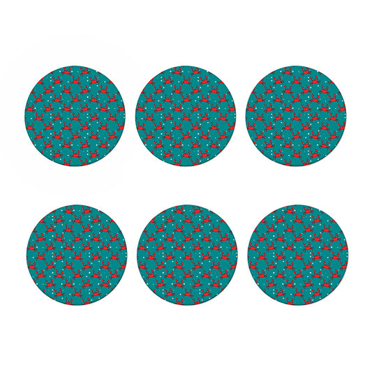 Red Crab Pattern Print Coaster Set