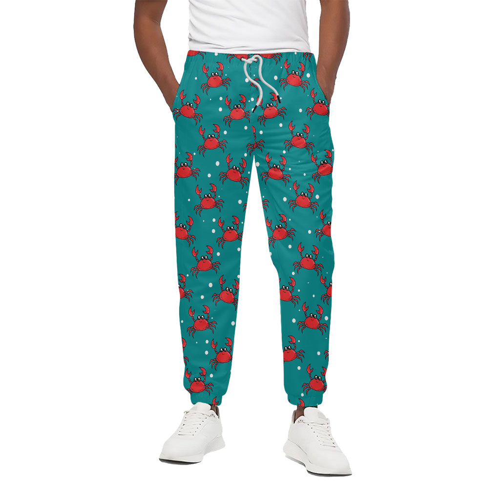 Red Crab Pattern Print Cotton Pants