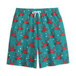 Red Crab Pattern Print Cotton Shorts