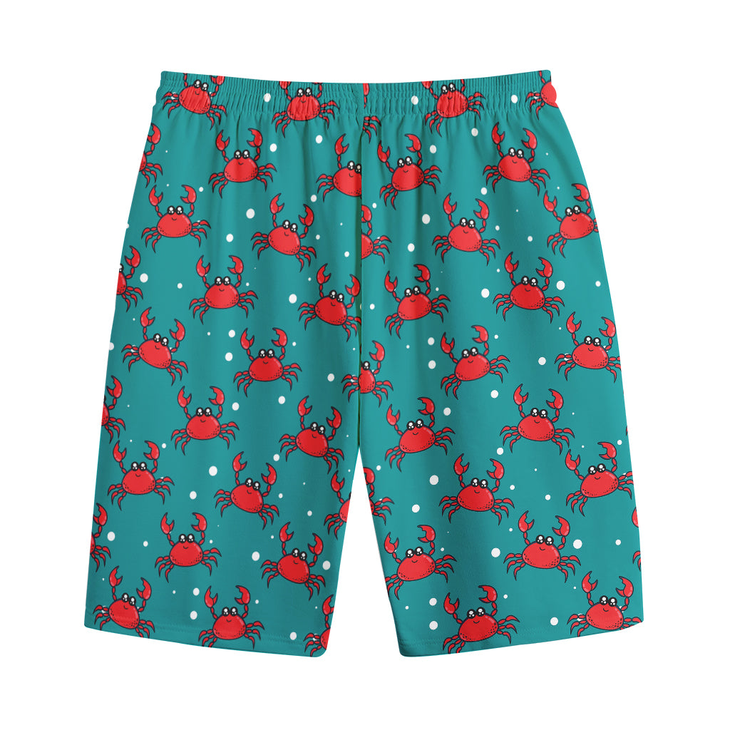 Red Crab Pattern Print Cotton Shorts