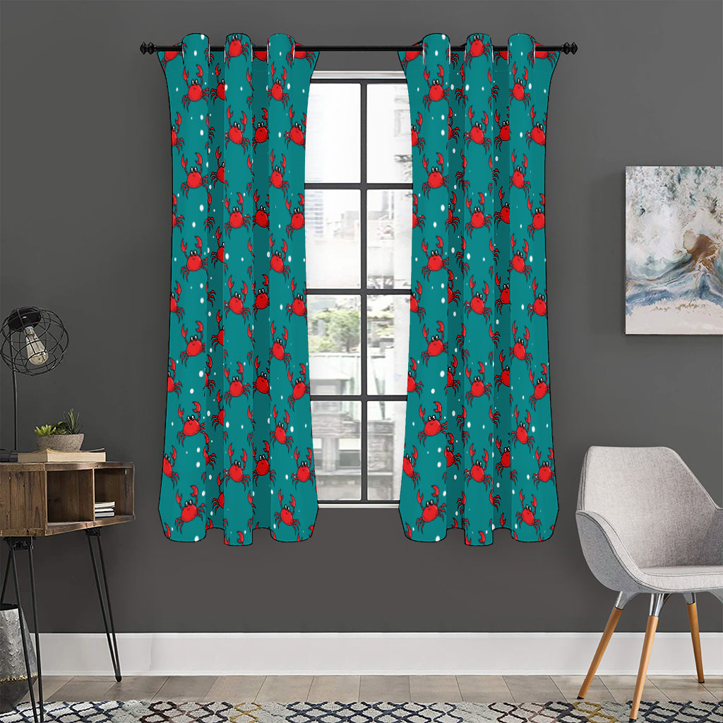 Red Crab Pattern Print Curtain