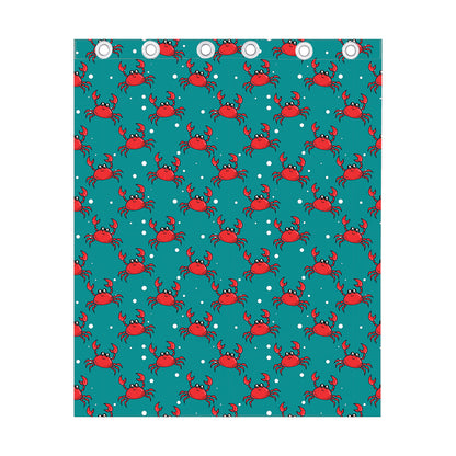 Red Crab Pattern Print Curtain