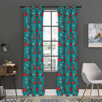 Red Crab Pattern Print Curtain