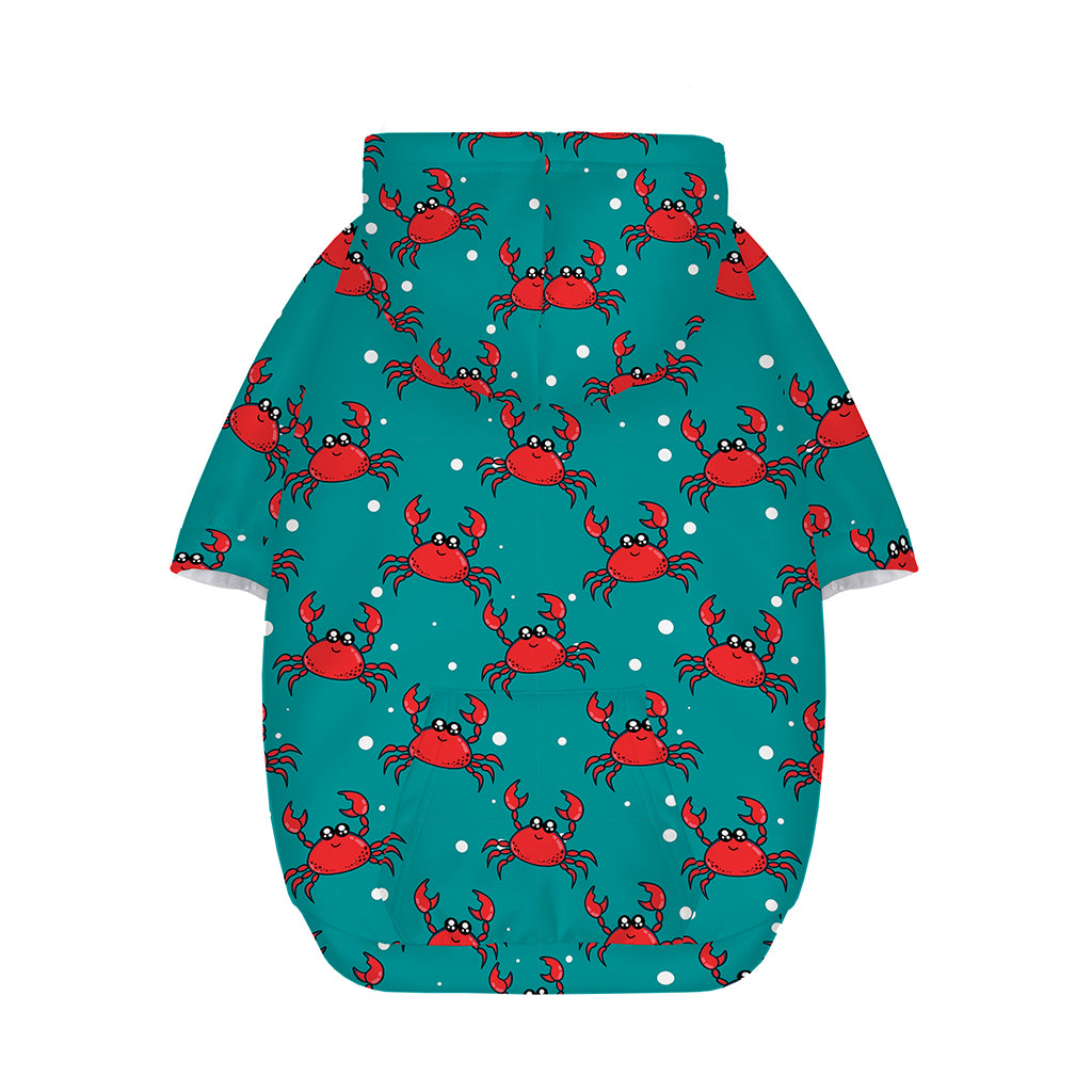 Red Crab Pattern Print Dog Zip Up Hoodie