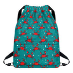 Red Crab Pattern Print Drawstring Backpack