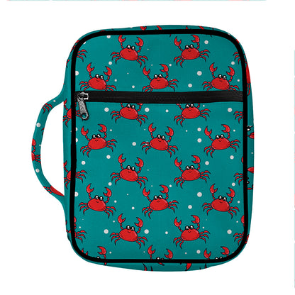 Red Crab Pattern Print Front Pocket Bible Bag