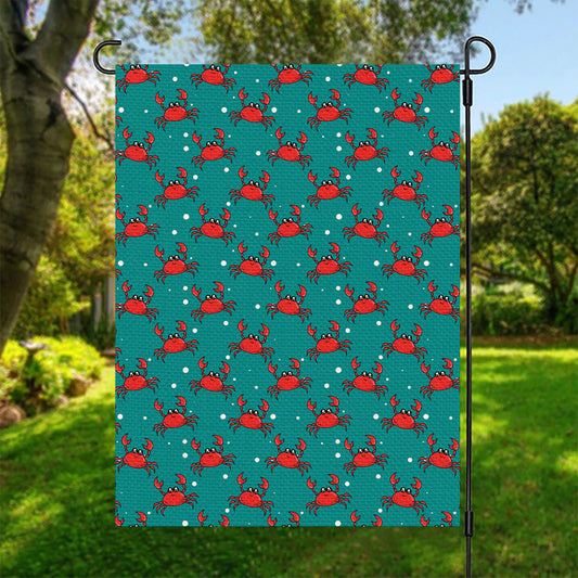 Red Crab Pattern Print Garden Flag