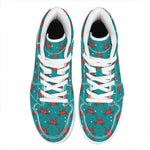 Red Crab Pattern Print High Top Leather Sneakers