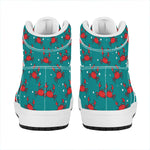 Red Crab Pattern Print High Top Leather Sneakers