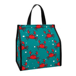 Red Crab Pattern Print Insulated Lunch Tote