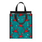Red Crab Pattern Print Insulated Lunch Tote