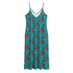 Red Crab Pattern Print Jersey Midi Cami Dress
