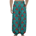 Red Crab Pattern Print Lantern Pants