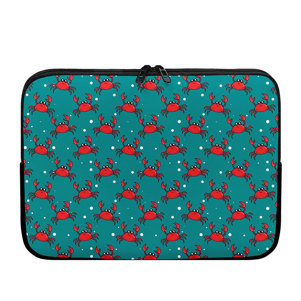 Red Crab Pattern Print Laptop Sleeve