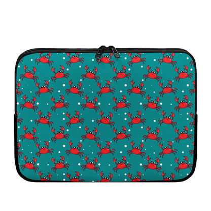 Red Crab Pattern Print Laptop Sleeve