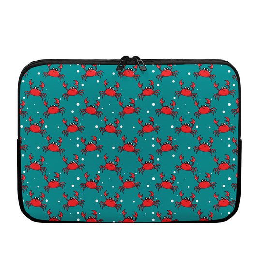 Red Crab Pattern Print Laptop Sleeve