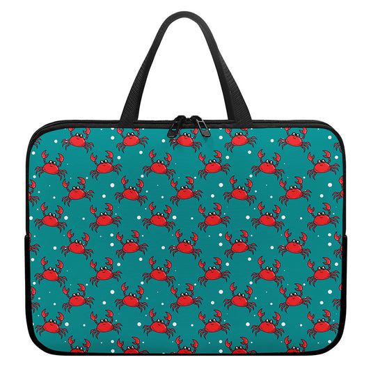 Red Crab Pattern Print Laptop Sleeve With Handle