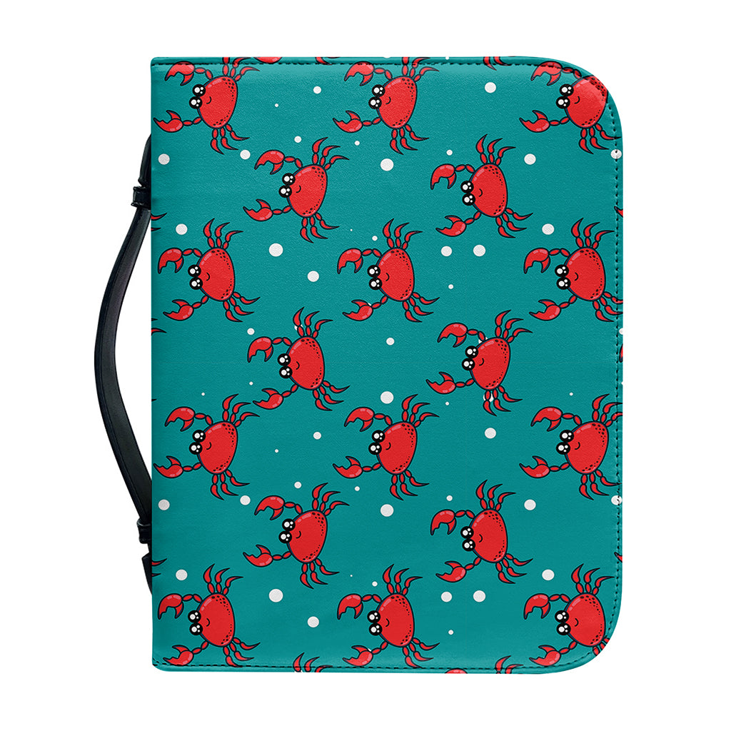 Red Crab Pattern Print Leather Bible Cover