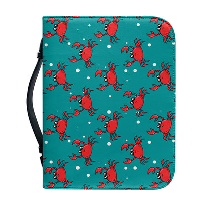 Red Crab Pattern Print Leather Bible Cover