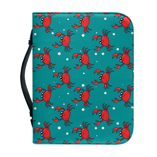 Red Crab Pattern Print Leather Bible Cover