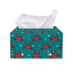 Red Crab Pattern Print Leather Tissue Box Cover
