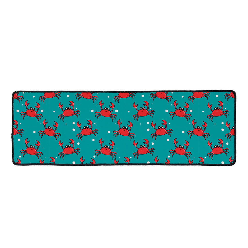 Red Crab Pattern Print Long Kitchen Mat