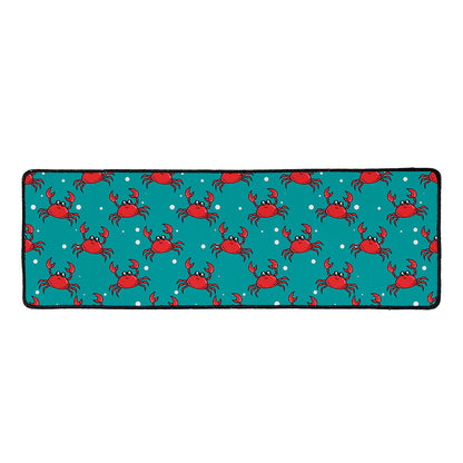 Red Crab Pattern Print Long Kitchen Mat