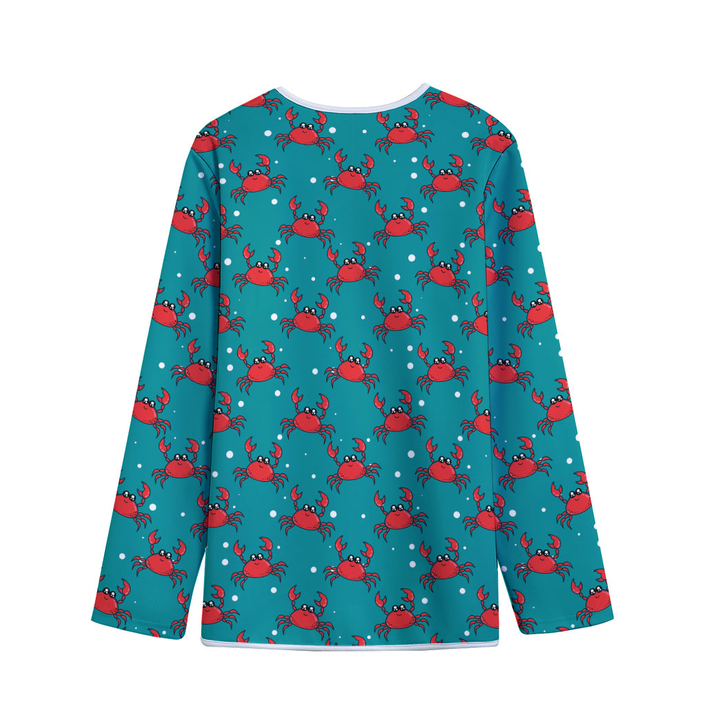 Red Crab Pattern Print Long Sleeve Short Coat