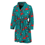 Red Crab Pattern Print Men's Bathrobe