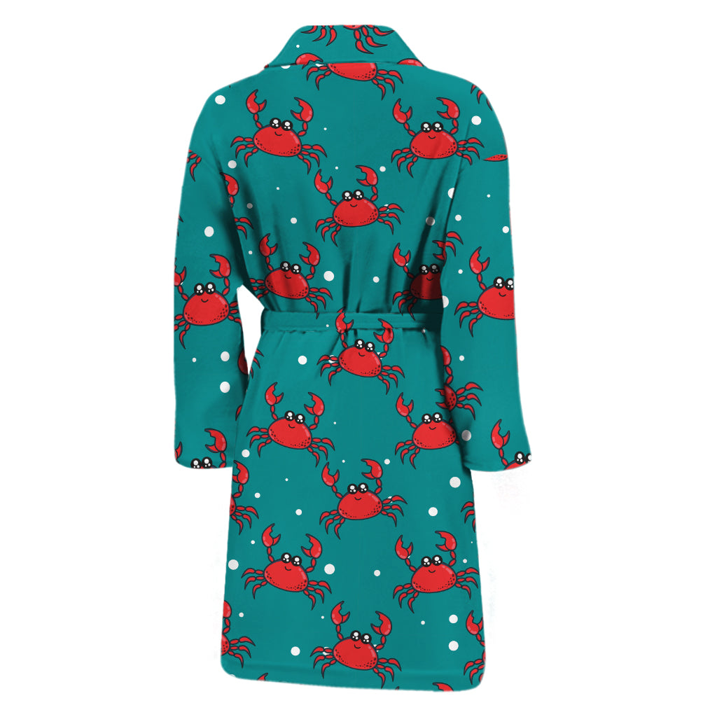 Red Crab Pattern Print Men's Bathrobe